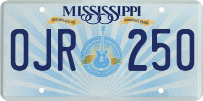 MS license plate OJR250