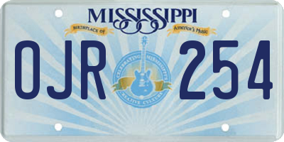 MS license plate OJR254