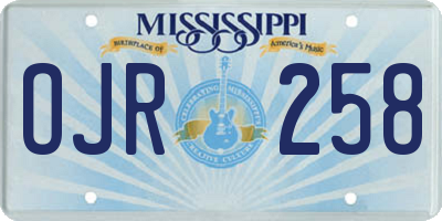 MS license plate OJR258