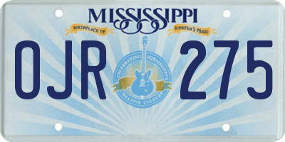 MS license plate OJR275