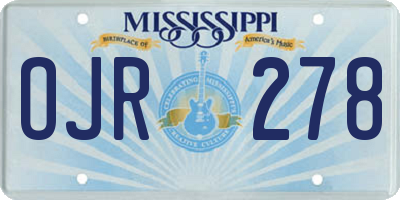 MS license plate OJR278