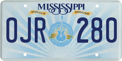 MS license plate OJR280