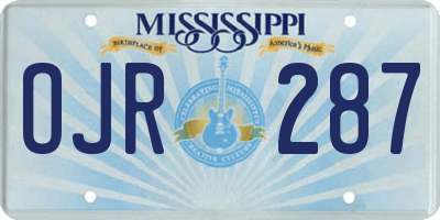 MS license plate OJR287