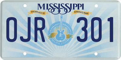 MS license plate OJR301