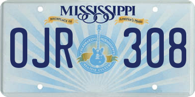 MS license plate OJR308