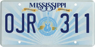 MS license plate OJR311
