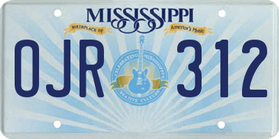 MS license plate OJR312