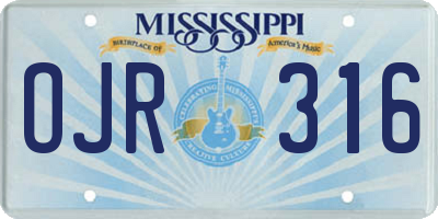 MS license plate OJR316