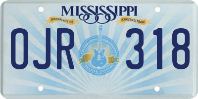 MS license plate OJR318