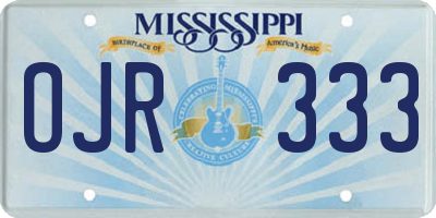 MS license plate OJR333