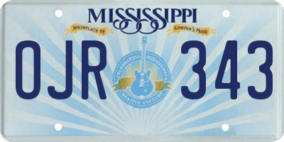 MS license plate OJR343