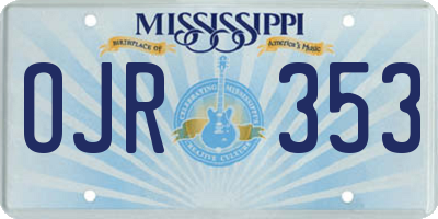 MS license plate OJR353