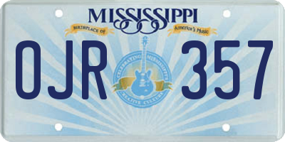 MS license plate OJR357