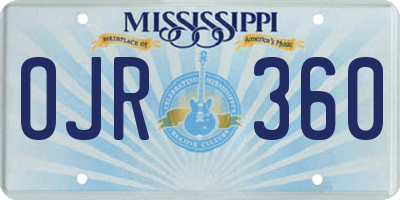 MS license plate OJR360