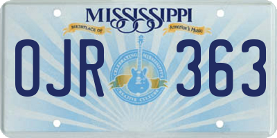 MS license plate OJR363