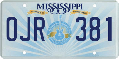 MS license plate OJR381