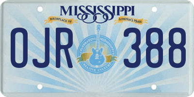 MS license plate OJR388