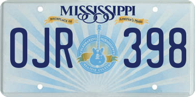 MS license plate OJR398