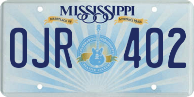 MS license plate OJR402