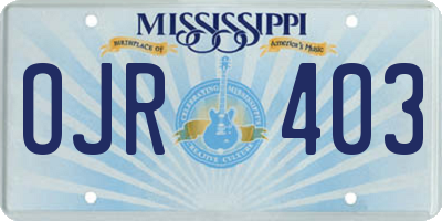 MS license plate OJR403