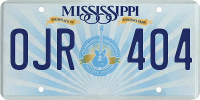 MS license plate OJR404