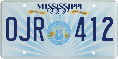 MS license plate OJR412