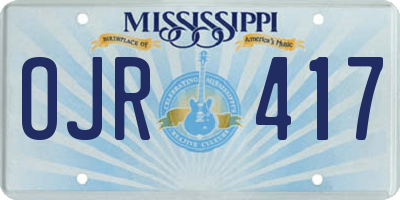 MS license plate OJR417