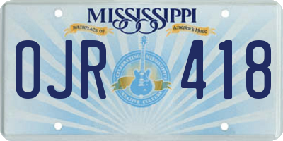 MS license plate OJR418