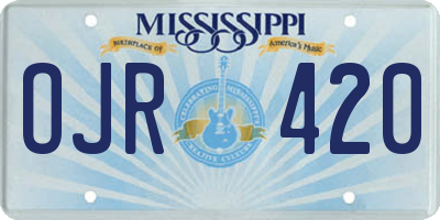 MS license plate OJR420