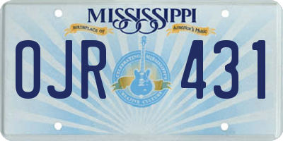 MS license plate OJR431