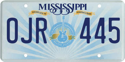 MS license plate OJR445