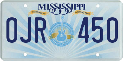 MS license plate OJR450