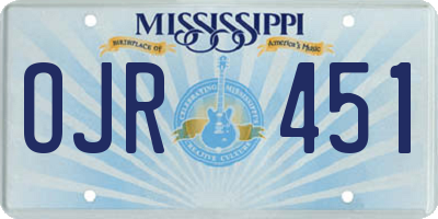 MS license plate OJR451