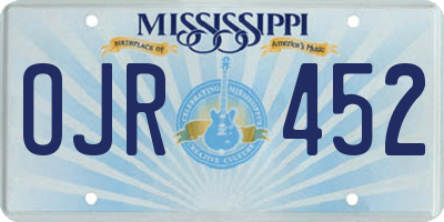 MS license plate OJR452