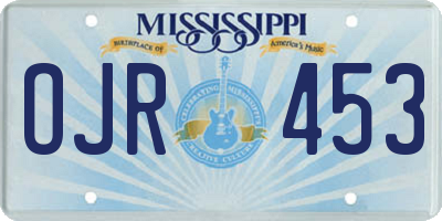 MS license plate OJR453