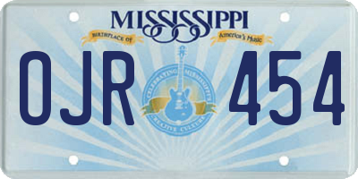 MS license plate OJR454