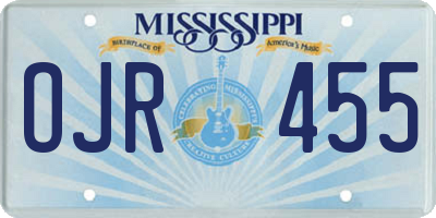 MS license plate OJR455