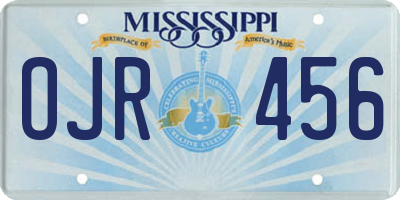 MS license plate OJR456