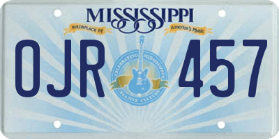 MS license plate OJR457