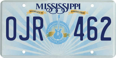 MS license plate OJR462