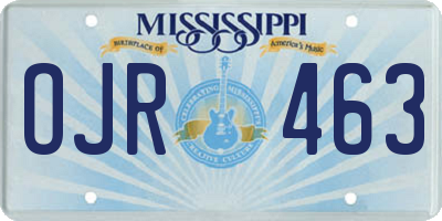 MS license plate OJR463