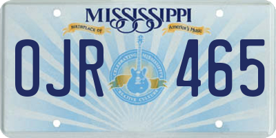 MS license plate OJR465