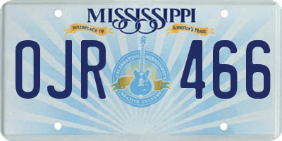 MS license plate OJR466