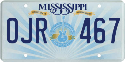 MS license plate OJR467