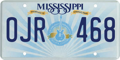 MS license plate OJR468