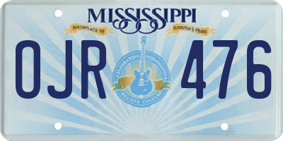 MS license plate OJR476