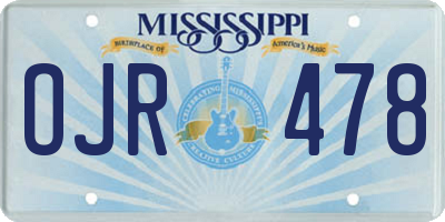 MS license plate OJR478