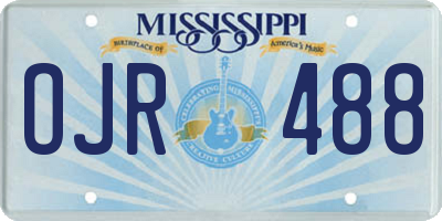 MS license plate OJR488