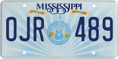 MS license plate OJR489