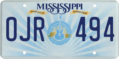 MS license plate OJR494